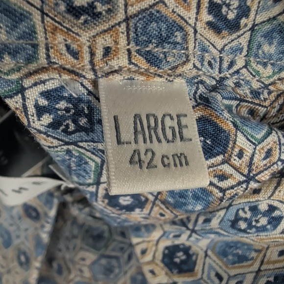 Henry Grethel Geometric Print Classic Button-Up‎ Shirt Multicolor Size L (42cm) - Picture 6 of 8